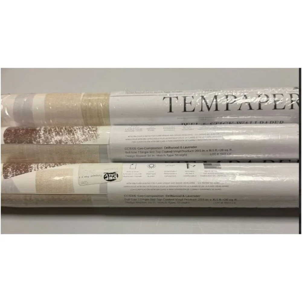 Tempaper Geo Composition Peel & Stick Wallpaper Neutral Abstract Design 3Pk